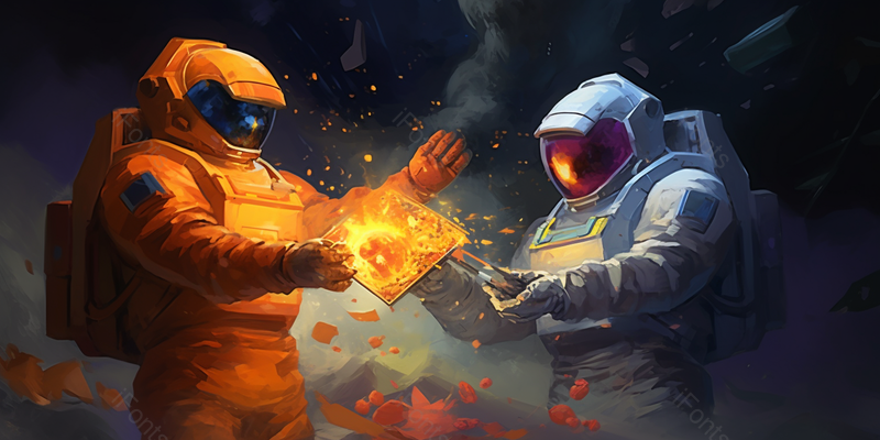 宇航员送机器人愚人节礼物的插画,插画/手绘图,插画/手绘图库,插画/手绘图下载,插画/手绘